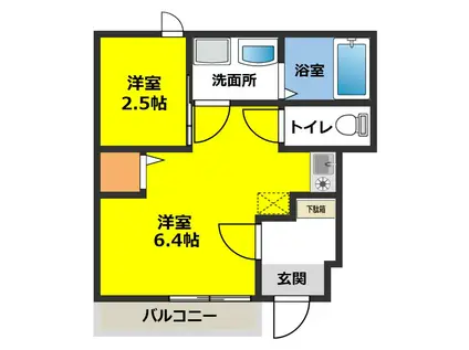 LEVARE(1SK/1階)の間取り写真