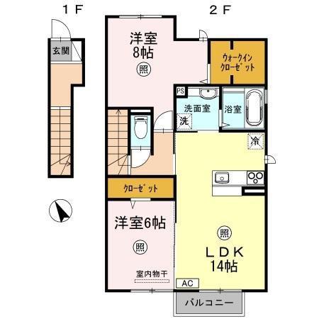 D-ROOM・SW(2LDK/2階)の間取り写真