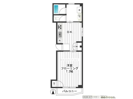 MASSACHUSETTS(1K/2階)の間取り写真