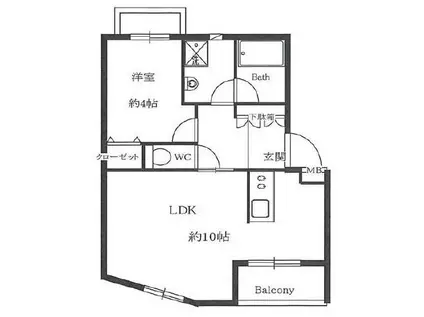 ウィステリア渋谷(1LDK/4階)の間取り写真