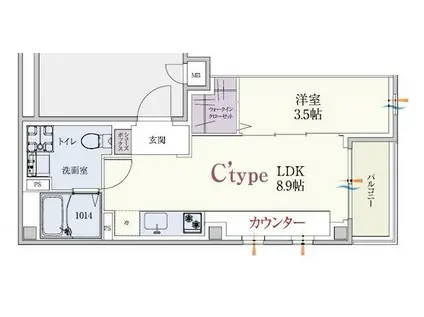BCASA TOKYO イースト(1LDK/5階)の間取り写真