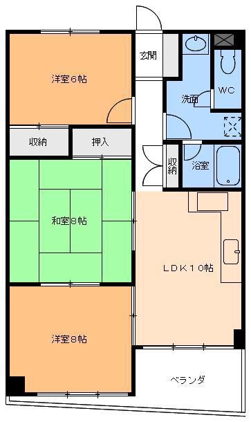 ハウス中一万(3LDK/2階)の間取り写真