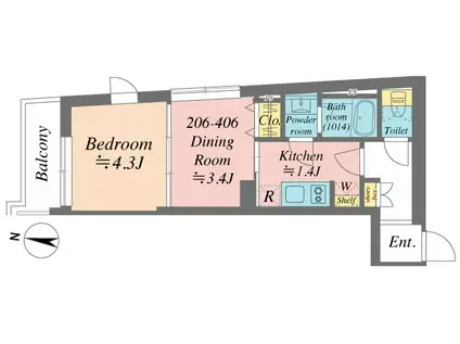 GRANDE SHAKUJIIDAI(1DK/2階)の間取り写真