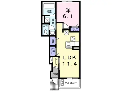 プランドール東佐野(1LDK/1階)の間取り写真