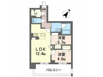 リビエラ グラン 新梅田(2LDK/10階)の間取り写真