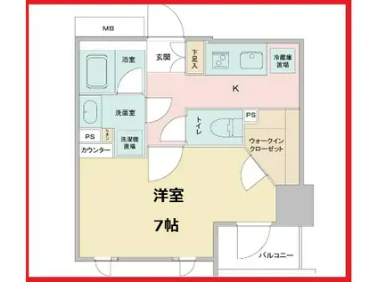 カバナ浅草(1K/3階)の間取り写真