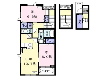 アムール(2LDK/3階)の間取り写真