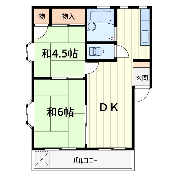 エクセルハイツ前川(2DK/2階)の間取り写真