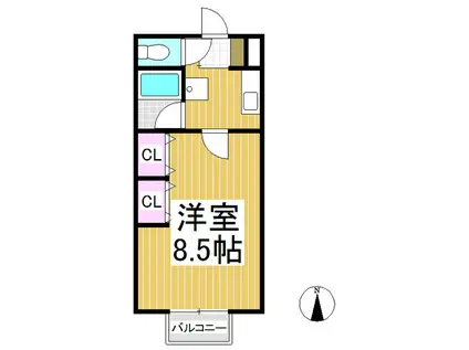 ハイムあっぷるアベニュー(1K/2階)の間取り写真