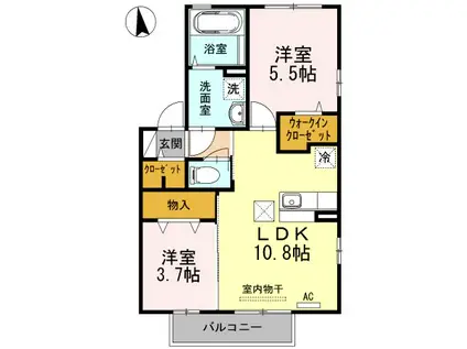 プランタン B(2LDK/1階)の間取り写真