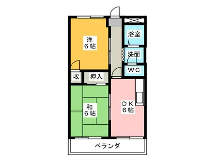 市川コーポ(2DK/1階)の間取り写真