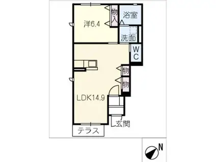 HAPPINESS A(1LDK/1階)の間取り写真