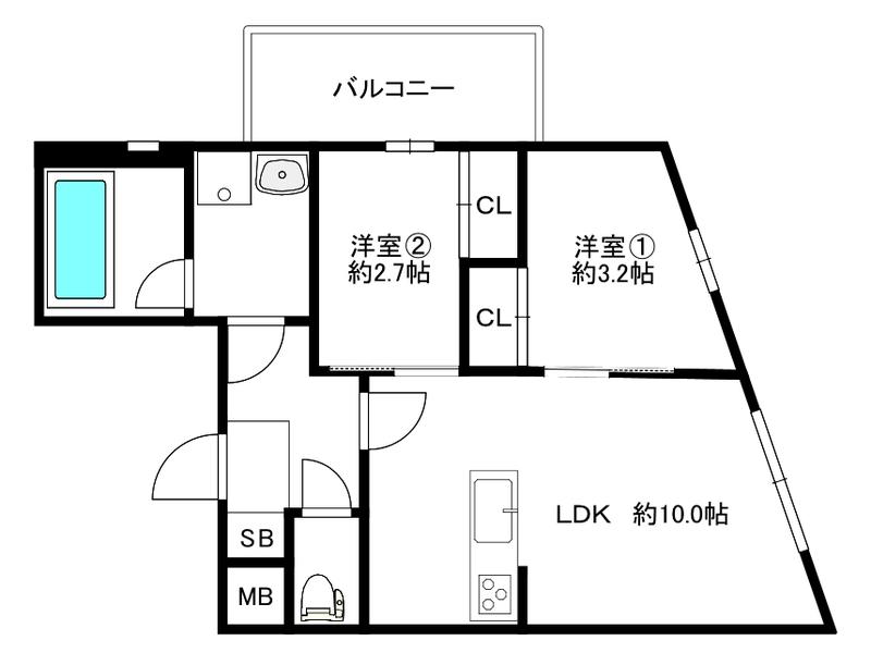 MODERN ASPIRATION 薬院COURT 2丁目(2LDK/3階)の間取り写真