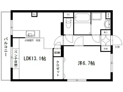 マイネ早出(1LDK/1階)の間取り写真