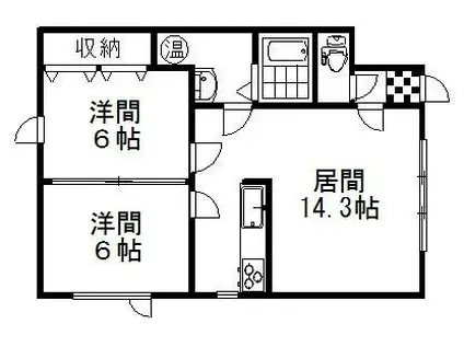 ハイツひまわり2(2LDK/1階)の間取り写真