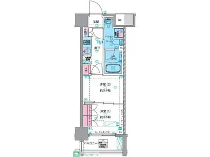 GENOVIA浅草VISKYGARDEN(2K/5階)の間取り写真