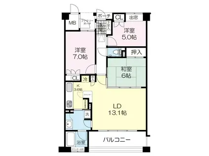 シティハウス泉中央の丘(3LDK/3階)の間取り写真
