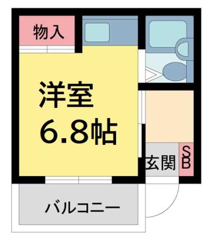 シャンブルド甲東園(ワンルーム/1階)の間取り写真