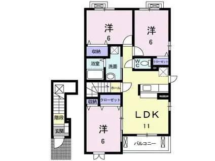 プリムローズウエスト(3LDK/2階)の間取り写真