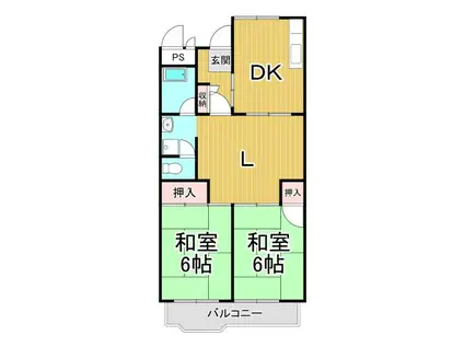 宝塚安倉 7号棟(2LDK/1階)の間取り写真