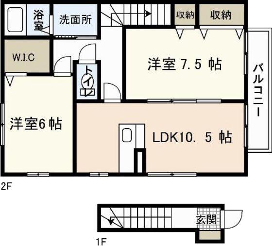 ビューテラス(2LDK/2階)の間取り写真