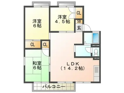 ワイドシャロー(3LDK/2階)の間取り写真