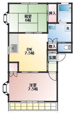 サンハイムB(2DK/2階)の間取り写真