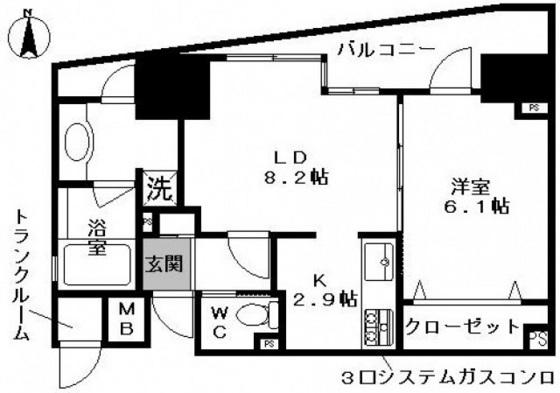 ルミナス舟入本町リバーフロント(1LDK/10階)の間取り写真