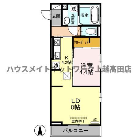 アクシア西本町(1LDK/3階)の間取り写真