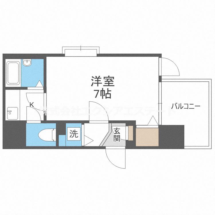 ディナスティ福島(1K/9階)の間取り写真