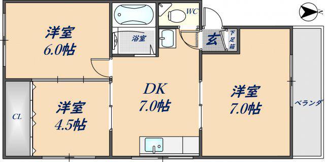 ニッコーハイツ東花園(3DK/2階)の間取り写真