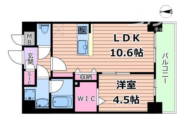 スプランディッド新大阪VIII(1LDK/6階)の間取り写真