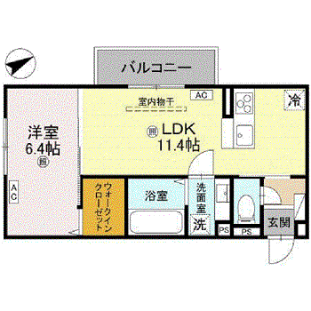 D-REGALO江守中(1LDK/2階)の間取り写真