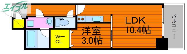カーサとぎや町(1LDK/8階)の間取り写真