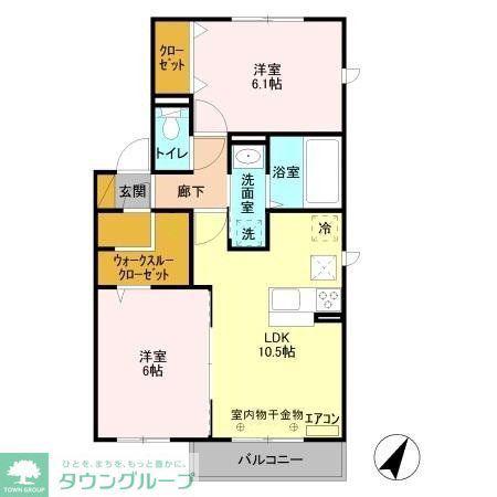 グランヒル(2LDK/1階)の間取り写真