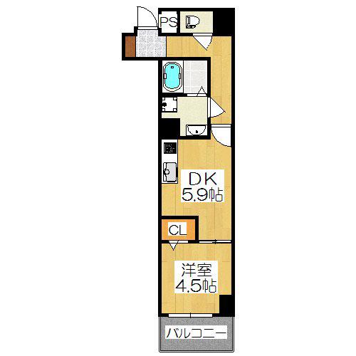 ベラジオ京都西大路II(1DK/2階)の間取り写真