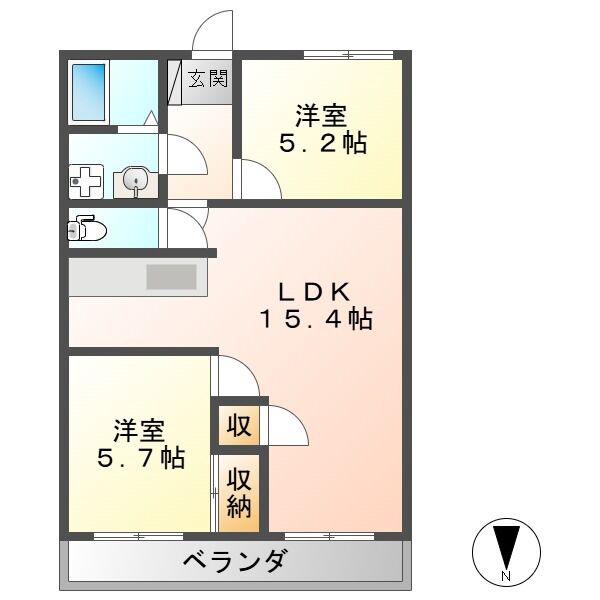 SUN HEIGHTS(2LDK/5階)の間取り写真