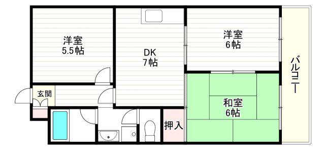 パレス丸山(3DK/1階)の間取り写真