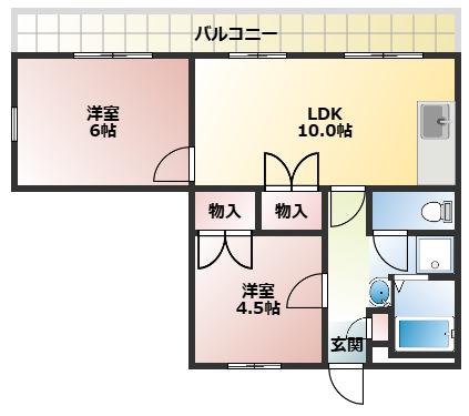 ダイコーポ西藤江(2LDK/3階)の間取り写真