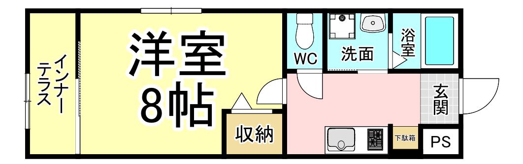ラピュタ中川(1K/1階)の間取り写真