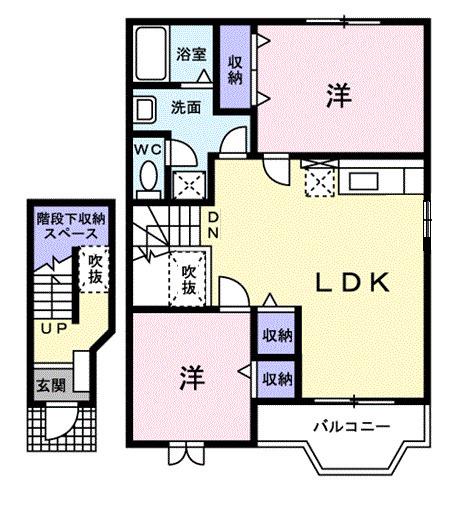 フォンターナ サノB(2LDK/2階)の間取り写真