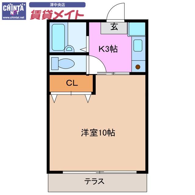 サンライズ(1K/1階)の間取り写真