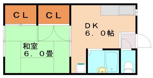 レピュートセンダII(1DK/1階)の間取り写真