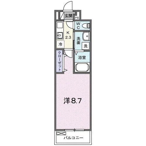 フィオーレ降松M&S(1K/3階)の間取り写真