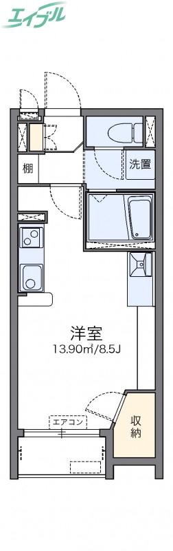 レオネクスト東島田II(ワンルーム/1階)の間取り写真