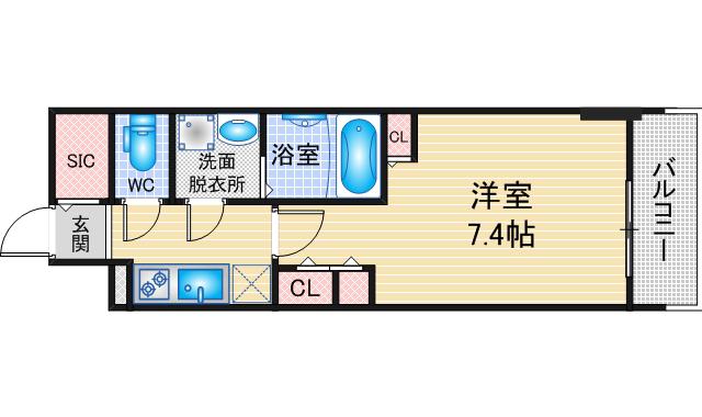 S-RESIDENCE高岳駅前AWAKE(1K/2階)の間取り写真
