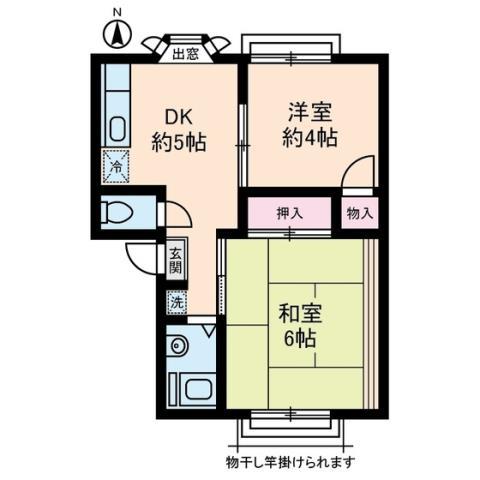 グランデュール紀代美(2DK/1階)の間取り写真