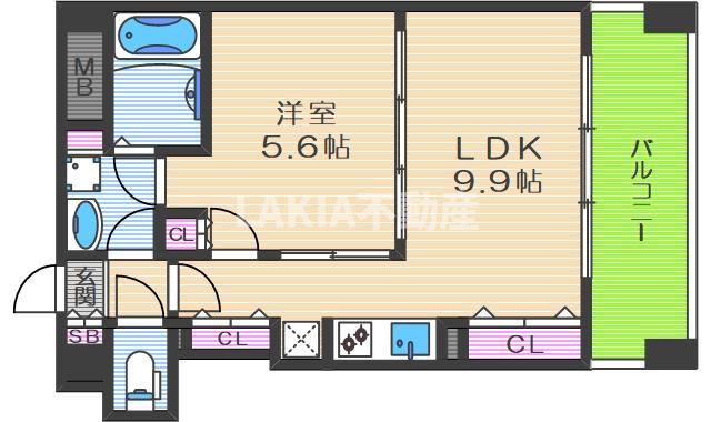 アーデンタワー立売堀(1LDK/11階)の間取り写真