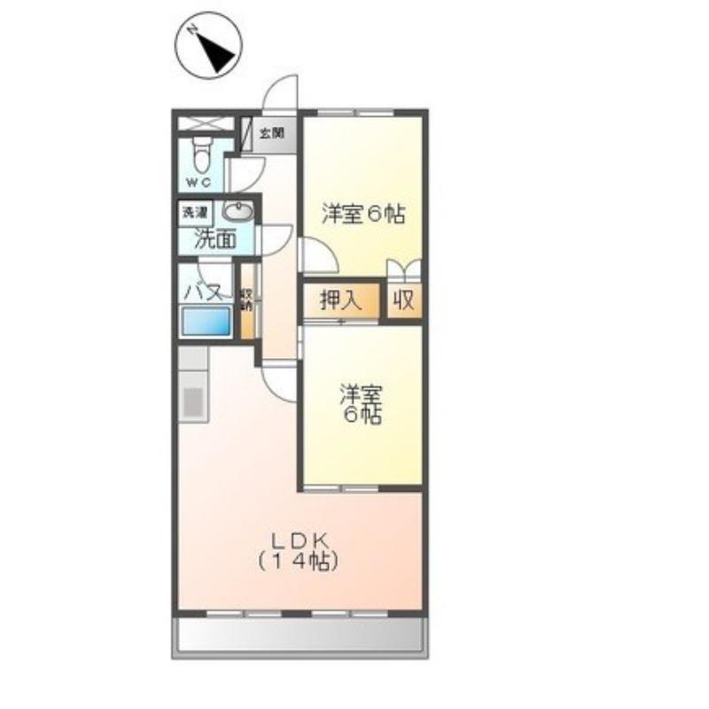 グランドール十王(2LDK/2階)の間取り写真