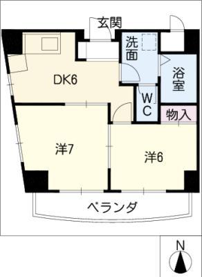 サン・パークビル(2DK/2階)の間取り写真